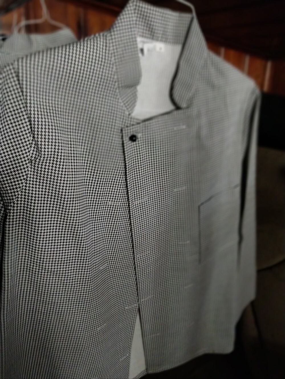 Men's Black & White Houndstooth Chef Coat / Catering Jacket